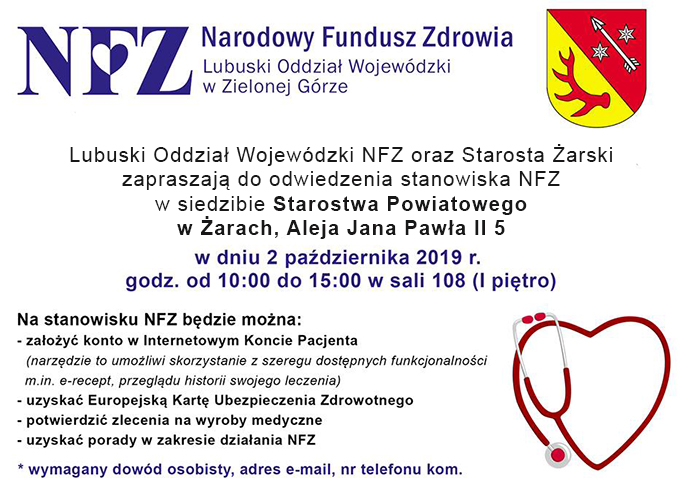 Ilustracja do informacji:  Stanowisko NFZ w Starostwie Powiatowym w Żarach