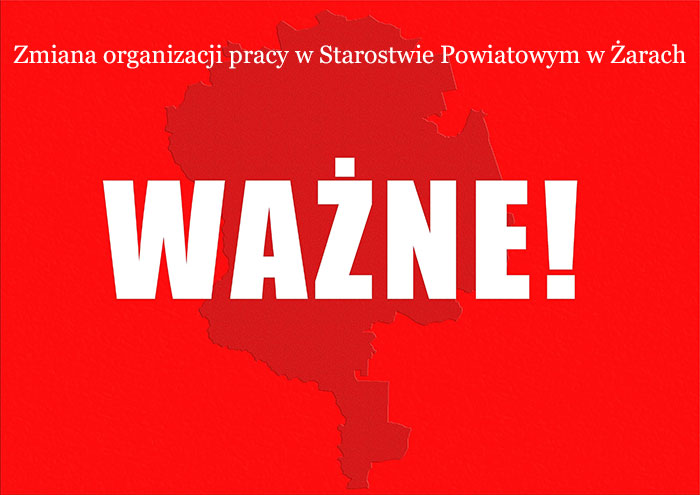 Ilustracja do informacji: Zmiana organizacji pracy w Starostwie Powiatowym w Żarach.
