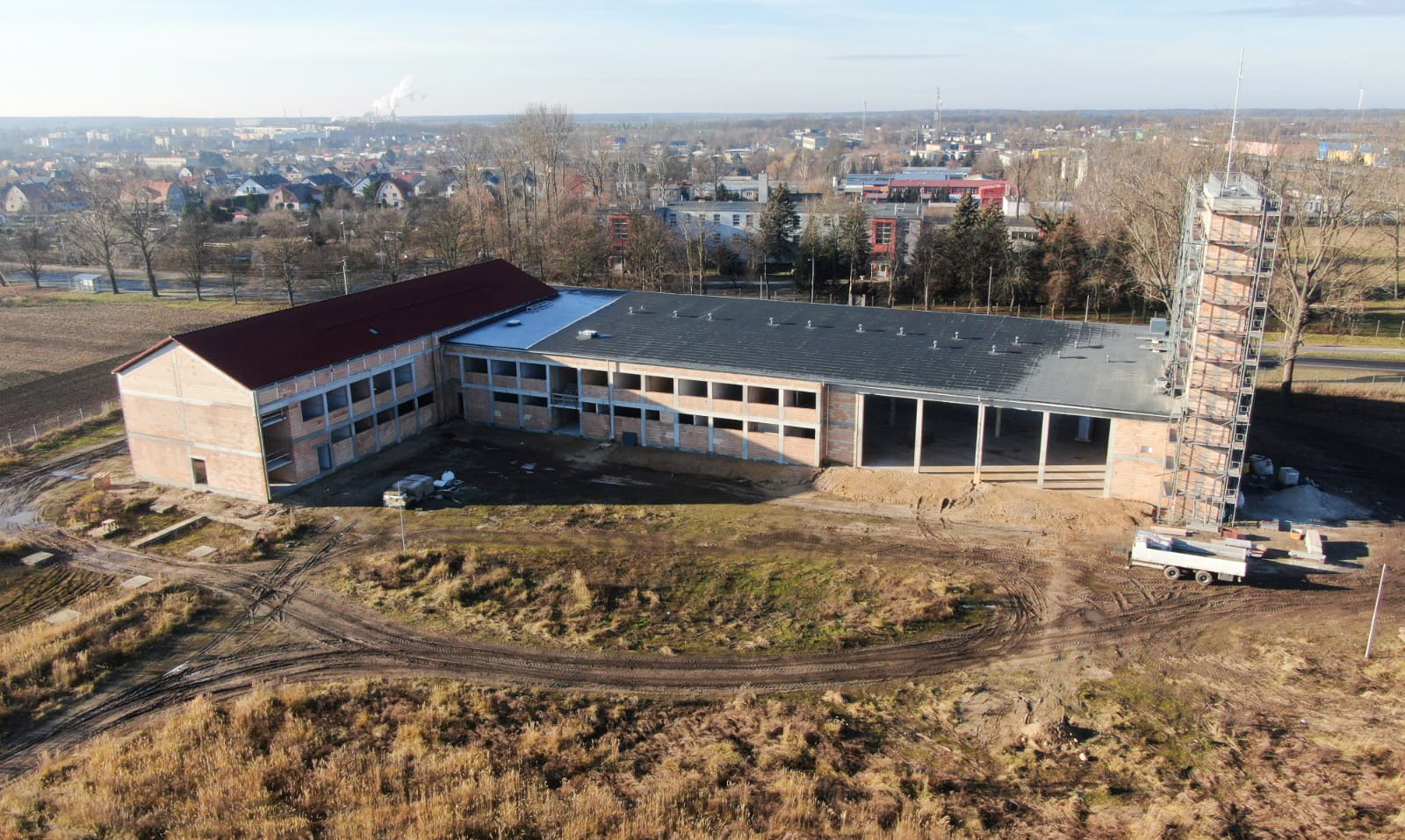 Ilustracja do informacji: Postęp prac na budowie strażnicy KP PSP w Żarach.
